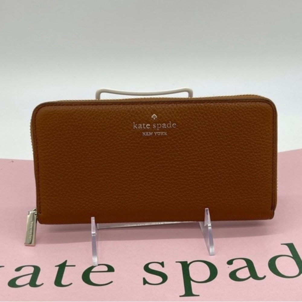 kate spade tan leather zip-around wallet - Picture 5 of 8